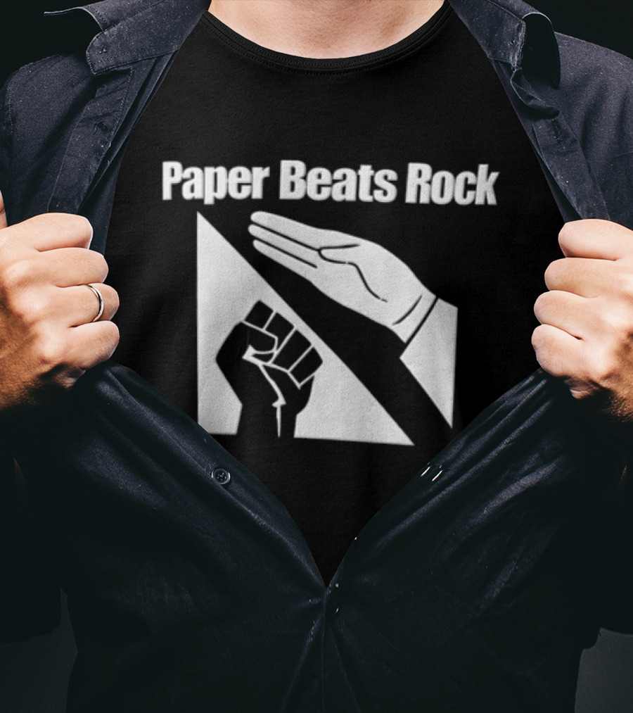 Paper Beats Rock Hand Gesture Fist T-Shirt