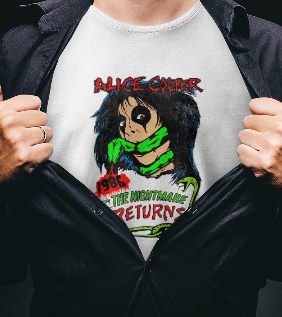 Alice Cooper The Nightmare Returns 1986 Constrictor Raglan T-Shirt
