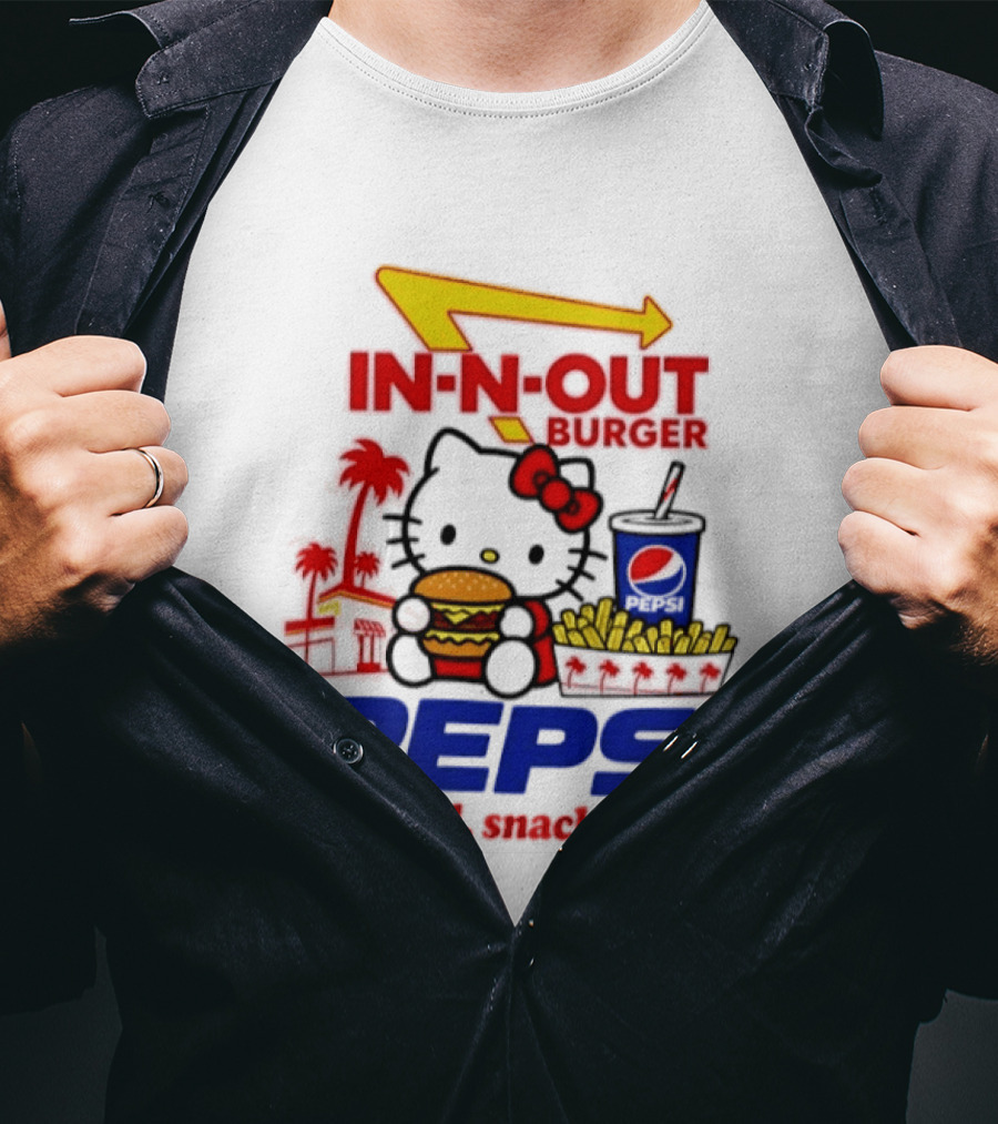 In N Out Burger Pepsi Hello Kitty Sip Bold Snack Louder T-Shirt