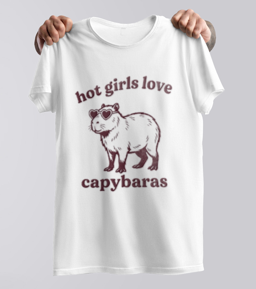 Hot Girls Love Capybaras Capybara Wearing Heart Sunglasses T-Shirt
