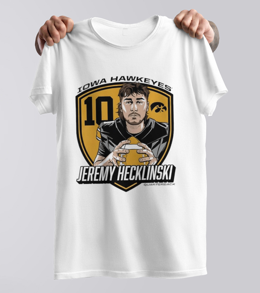 Iowa Hawkeyes 10 Jeremy Hecklinski Football Gold T-Shirt