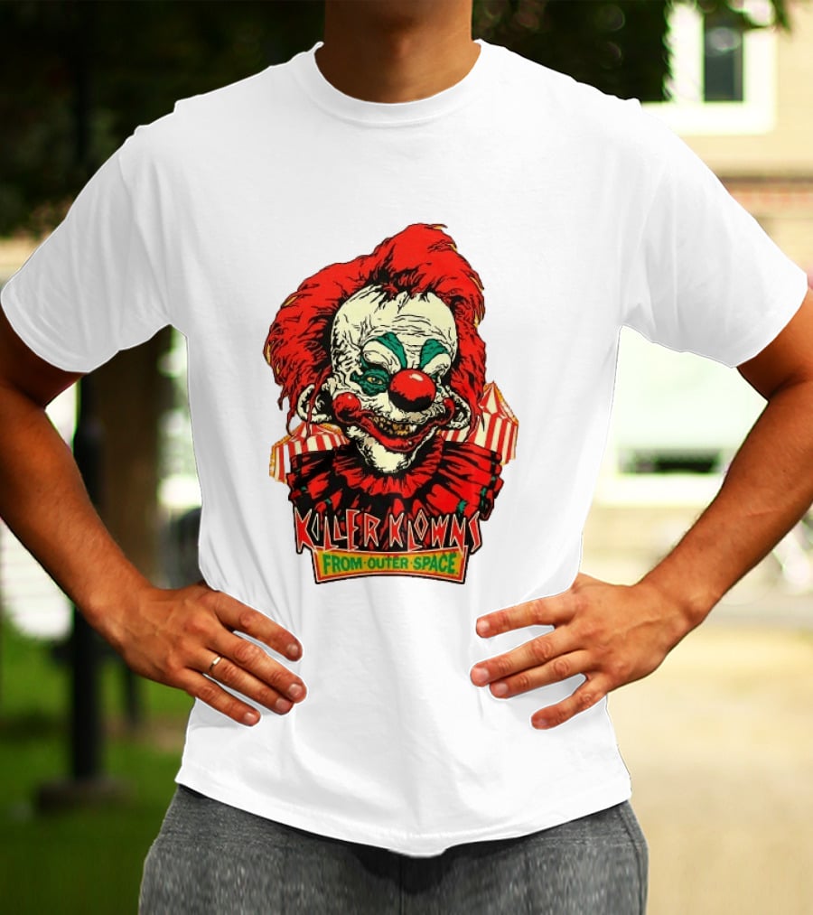 Killer Klowns From Outer Space Creepy Clown Art Red Nose Costume T-Shirt