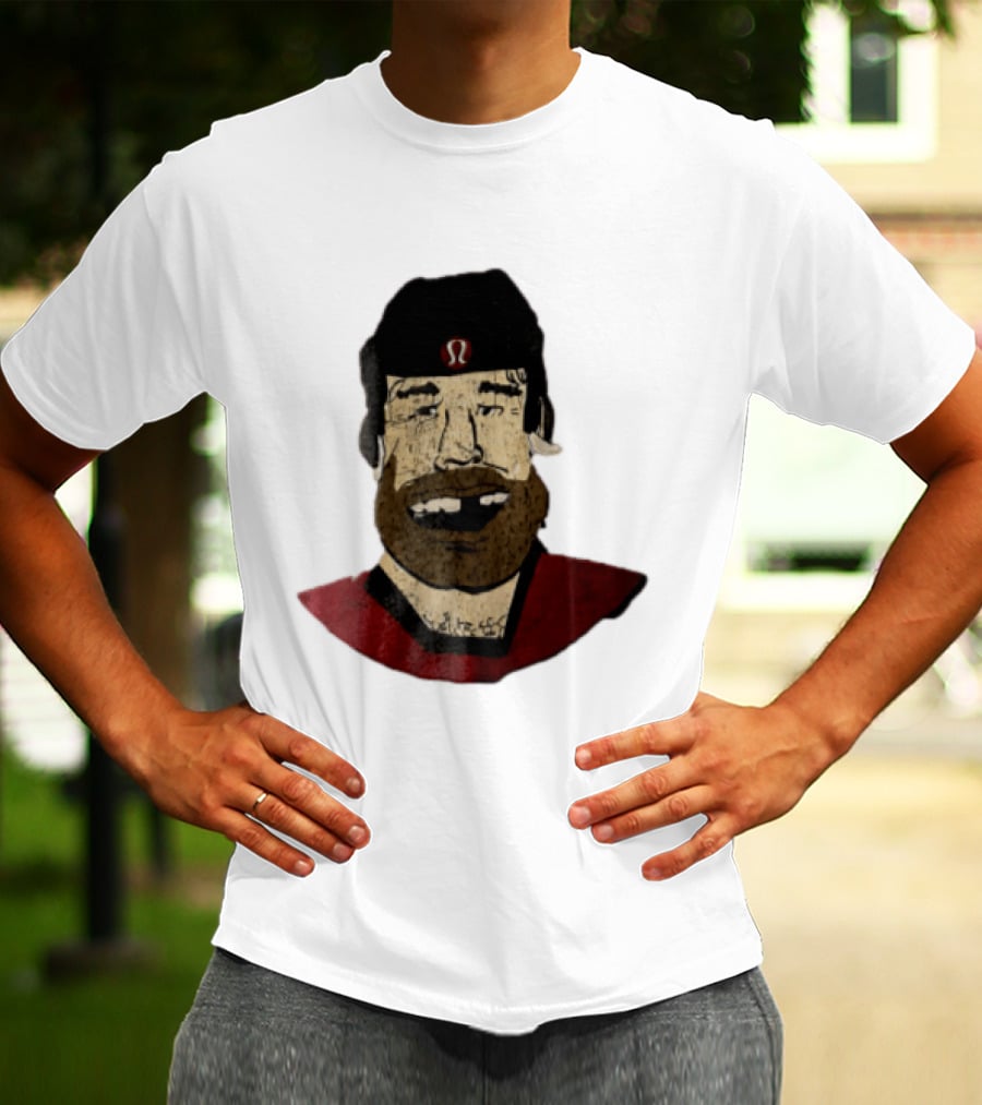 Lululemon Brent Burns Cartoon Hockey Player Missing Teeth T-Shirt