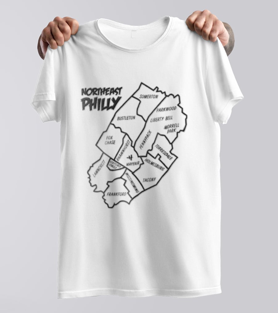 Northeast Philly Map Neighborhoods Orange T-Shirt