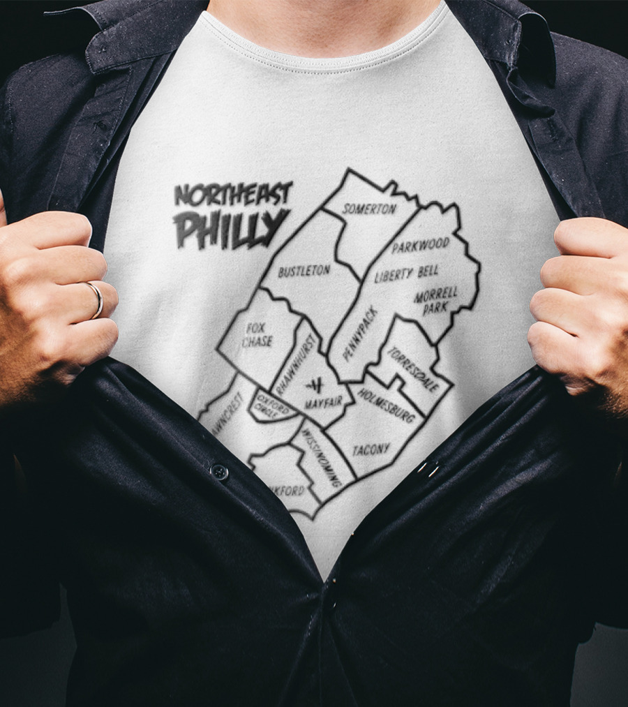 Northeast Philly Map Neighborhoods Orange T-Shirt