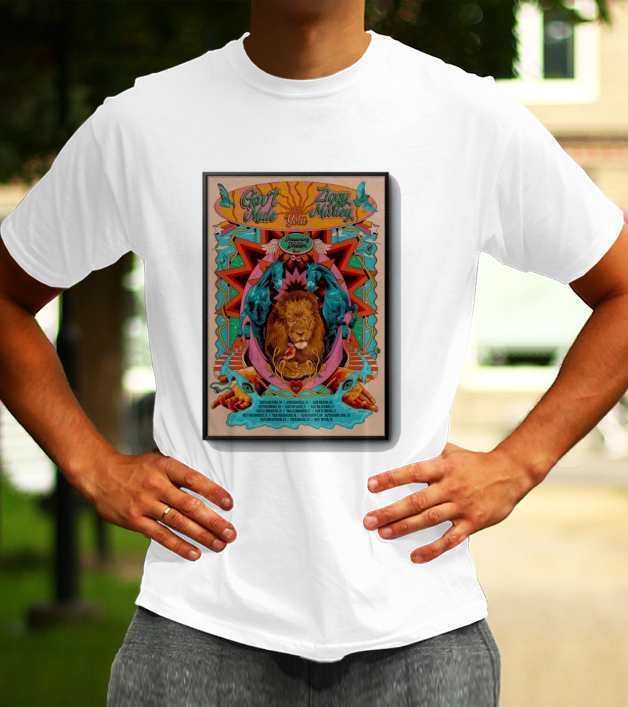 Gov't Mule Ziggy Marley Yola Dreaming The Same Dream Tour 2026 Lion Art And Dates T-Shirt