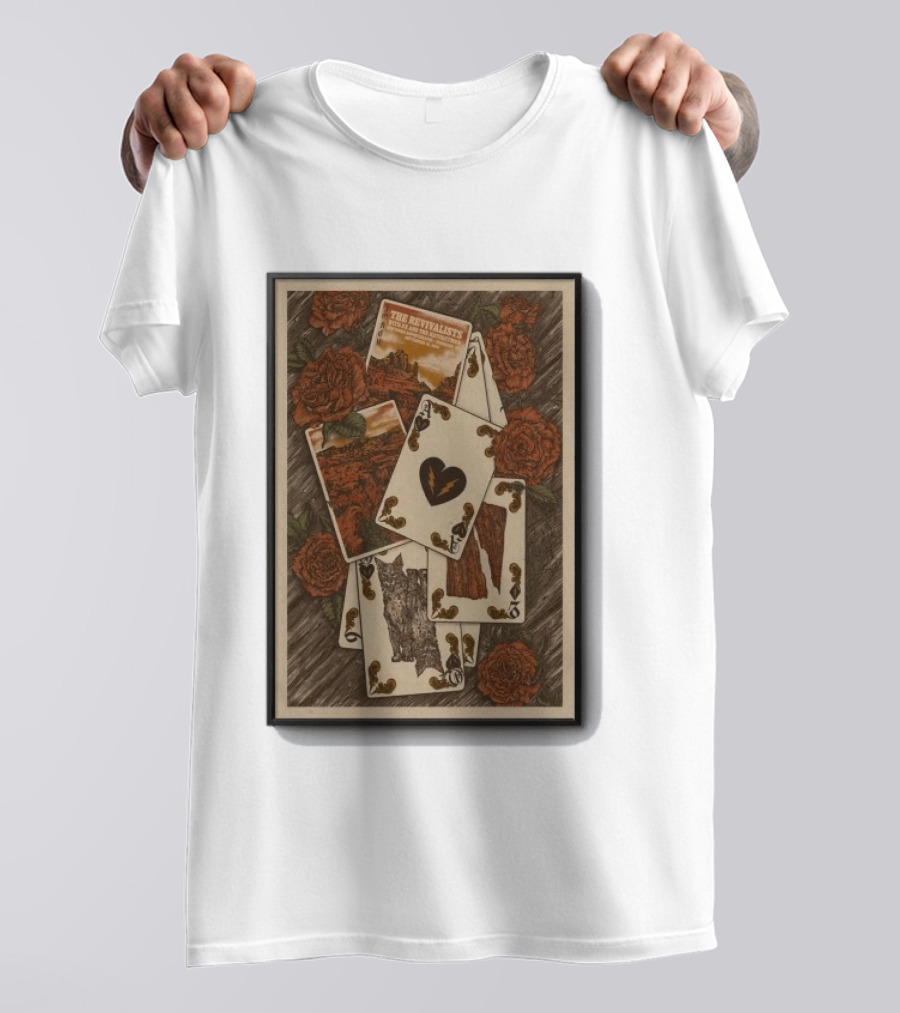 The Revivalists Red Rocks Amphitheatre Playing Cards Floral Art 9 25 2026 T-Shirt