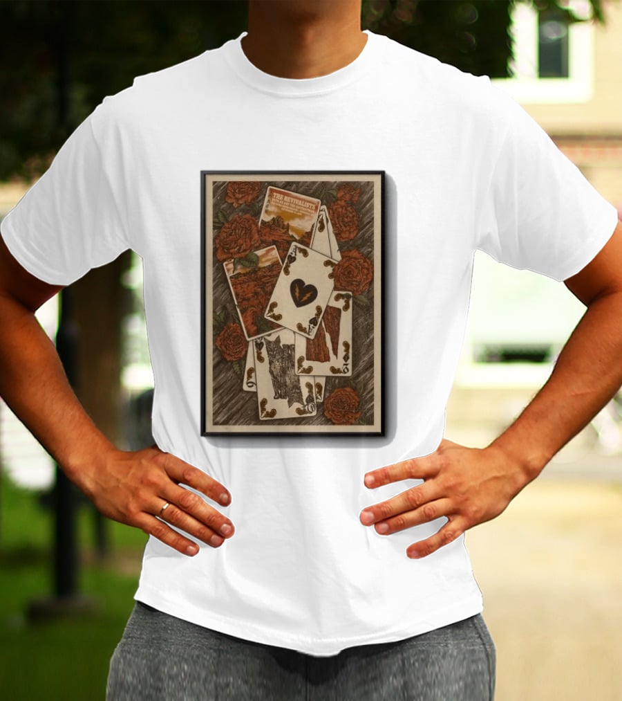 The Revivalists Red Rocks Amphitheatre Playing Cards Floral Art 9 25 2026 T-Shirt