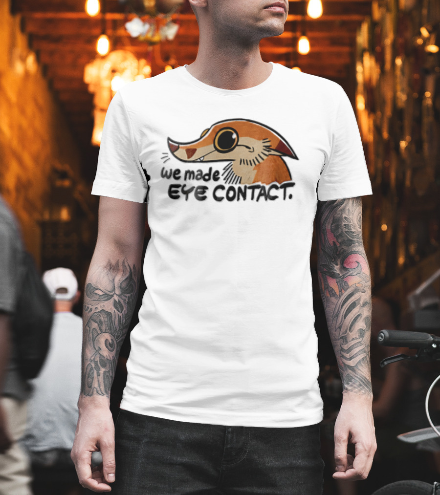 We Made EYE Contact Cartoon Orange Long Snouted Creature T-Shirt