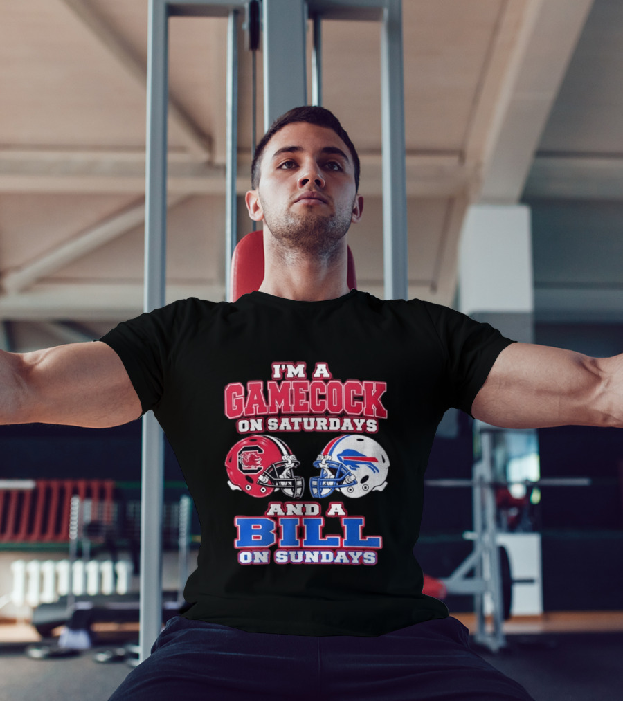 I'm A Gamecock On Saturdays And A Bill On Sundays Football Helmets T-Shirt