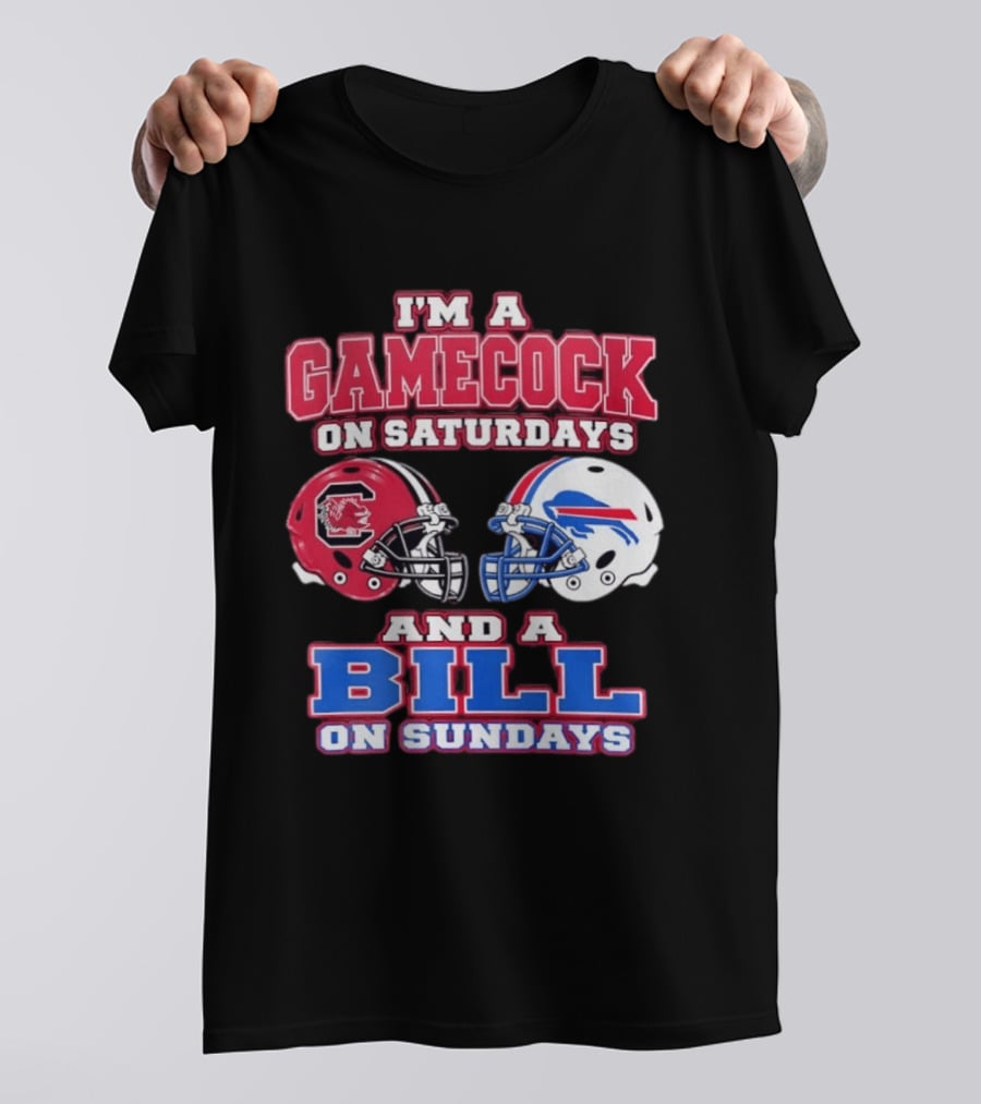 I'm A Gamecock On Saturdays And A Bill On Sundays Football Helmets T-Shirt