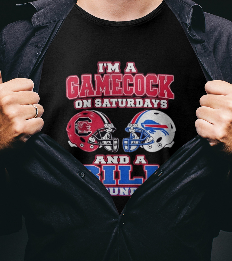 I'm A Gamecock On Saturdays And A Bill On Sundays Football Helmets T-Shirt
