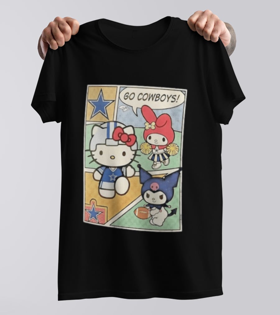 Dallas Cowboys Hello Kitty My Melody Kuromi Go Cowboys Comic T-Shirt