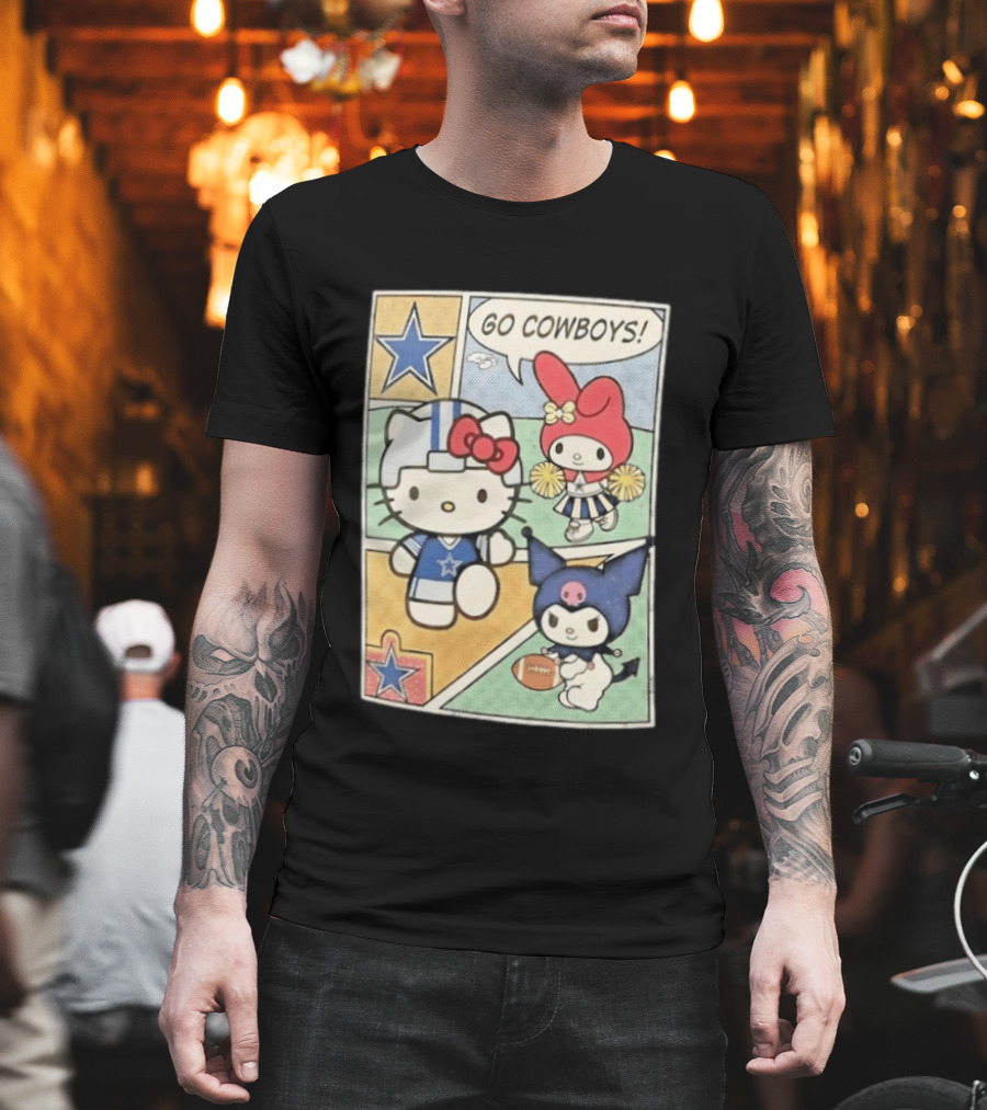 Dallas Cowboys Hello Kitty My Melody Kuromi Go Cowboys Comic T-Shirt