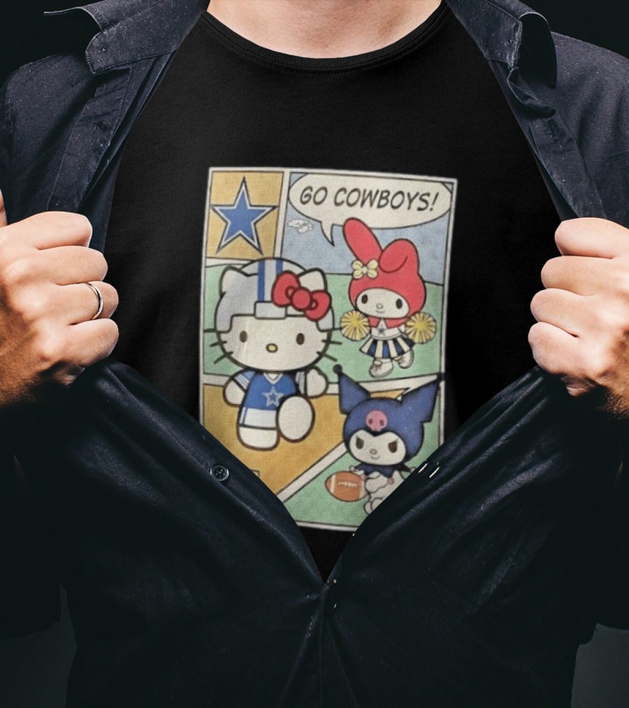 Dallas Cowboys Hello Kitty My Melody Kuromi Go Cowboys Comic T-Shirt