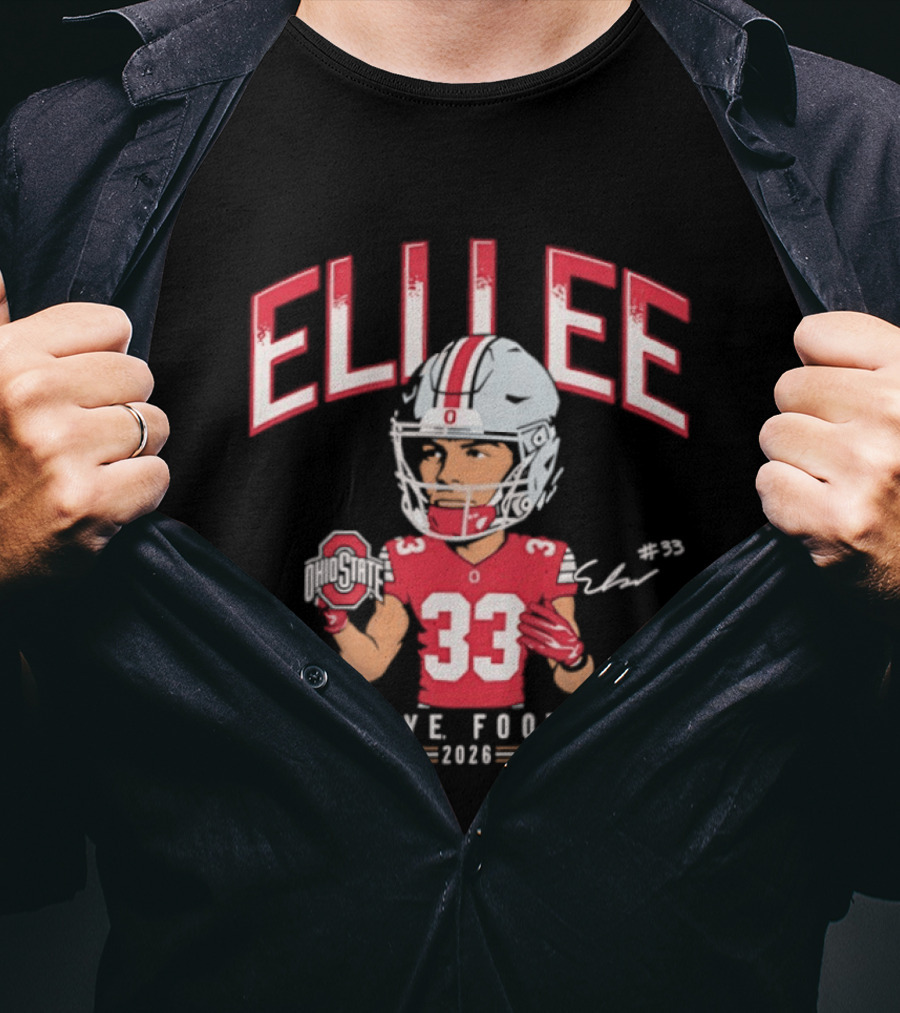 Eli Lee Buckeye Football 2023 Ohio State Buckeyes Caricature T-Shirt