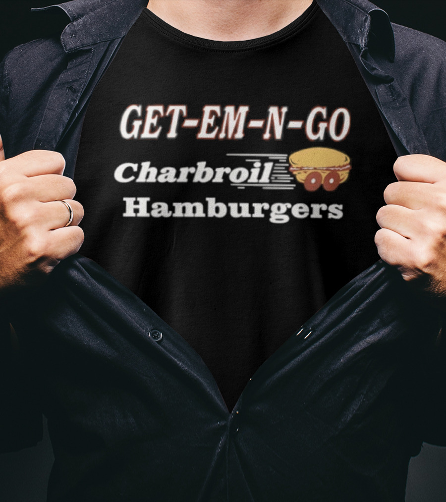 GET EM N GO Charbroil Hamburgers Vintage Style Classic Retro Burger Lovers T-Shirt