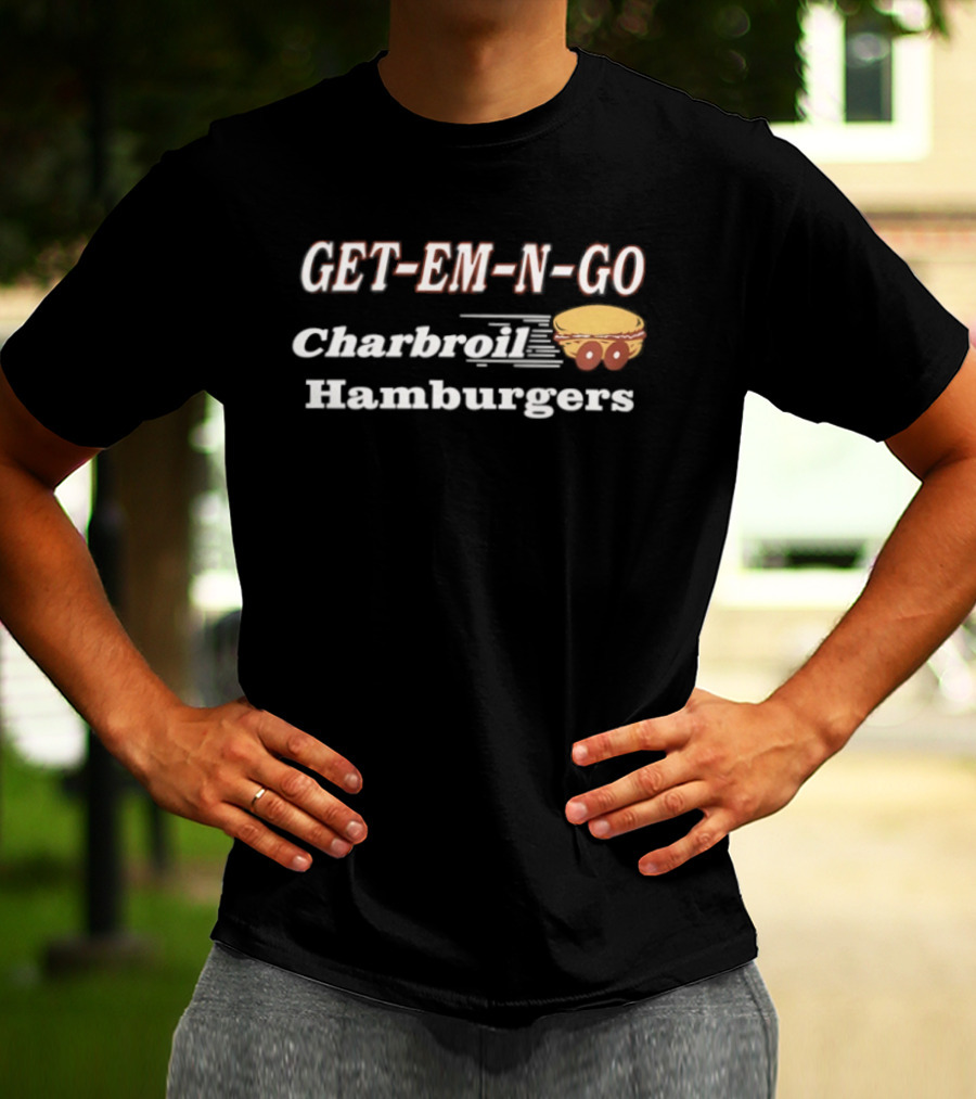 GET EM N GO Charbroil Hamburgers Vintage Style Classic Retro Burger Lovers T-Shirt