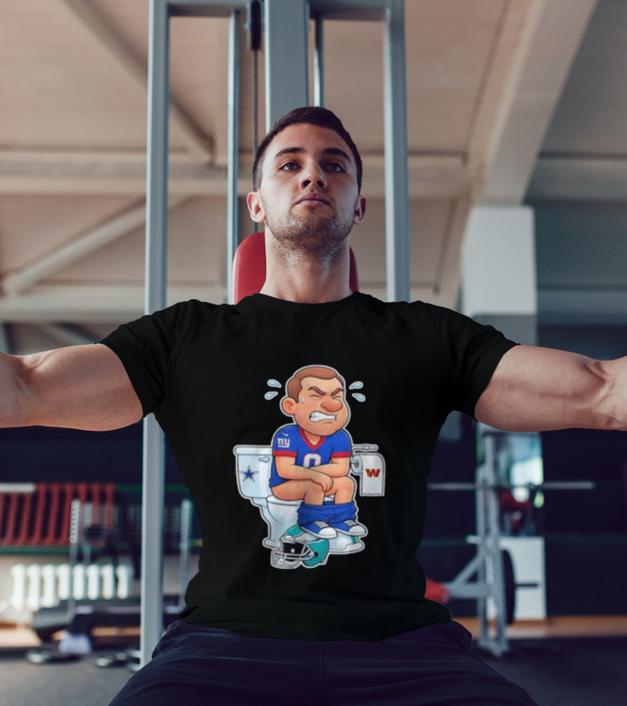 New York Giants Player Cartoon On Toilet With Football Rivalry T-Shirt