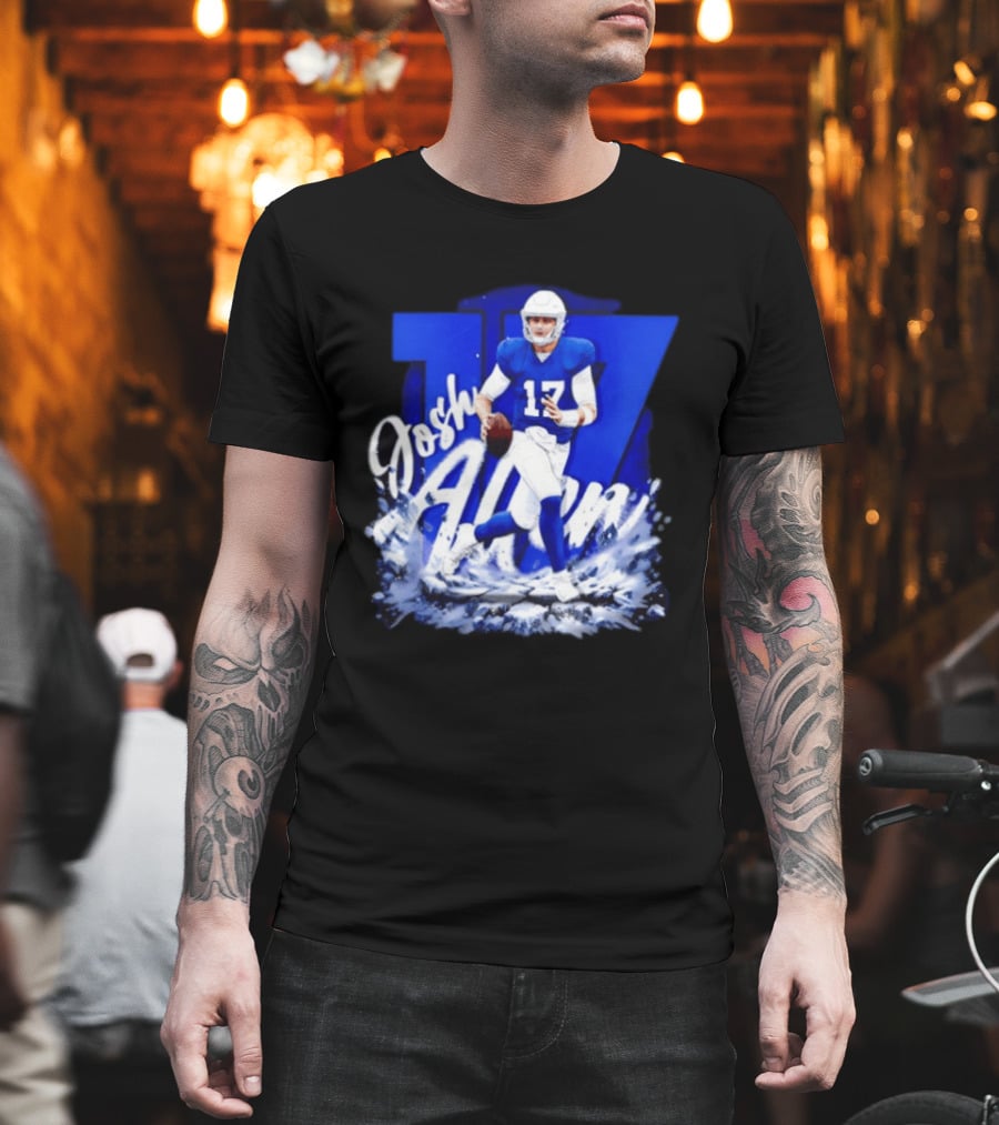 Josh Allen 17 Buffalo Bills Football Player Action T-Shirt