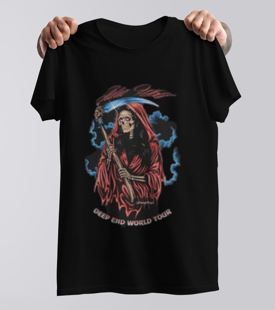 Julia Wolf Deep End World Tour 2026 Grim Reaper Skeleton In Red Cloak T-Shirt