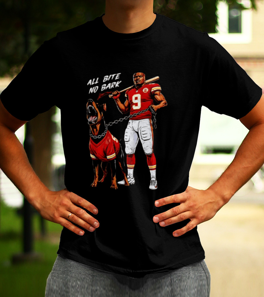 Kenneth Walker III All Bite No Bark Number 9 Football Player And Dog T-Shirt