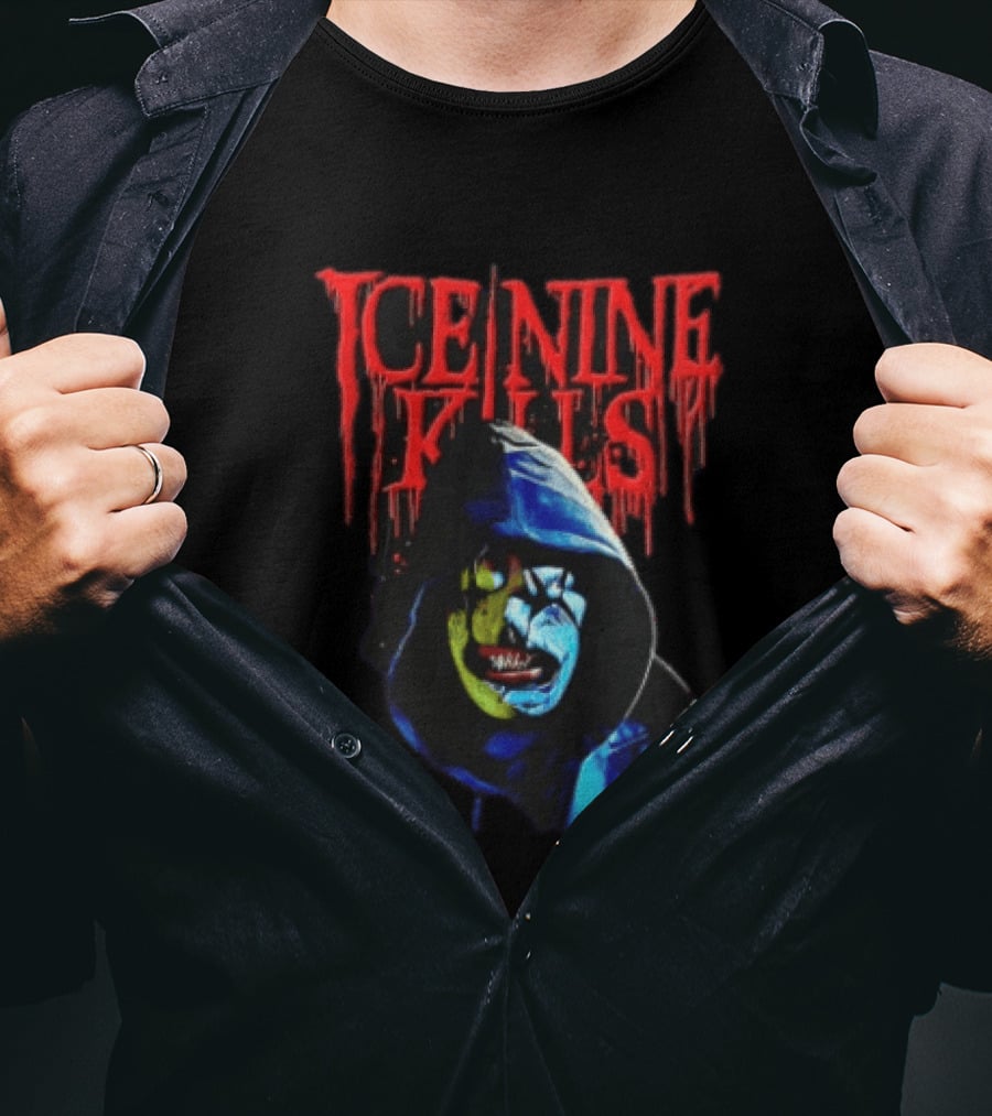 Ice Nine Kills Hooded Figure Clown Mask Dripping Red Letters T-Shirt