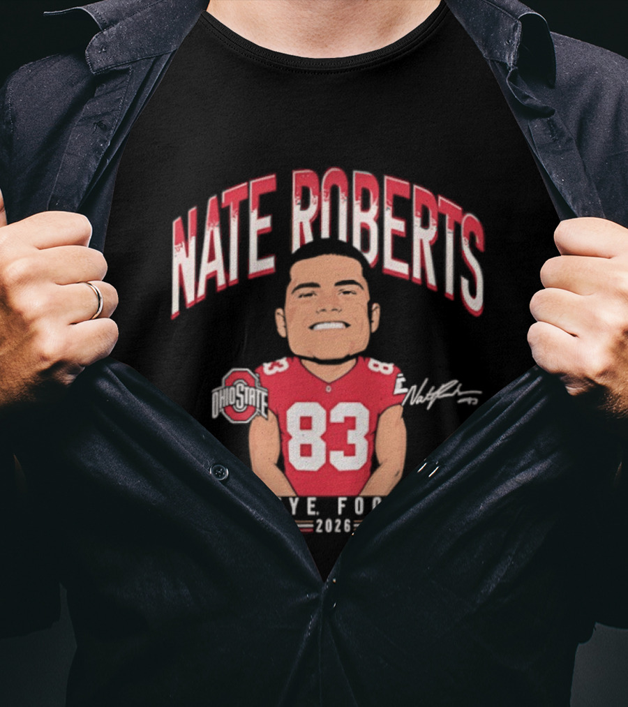Nate Roberts Ohio State Buckeyes Football 2023 Caricature 83 T-Shirt