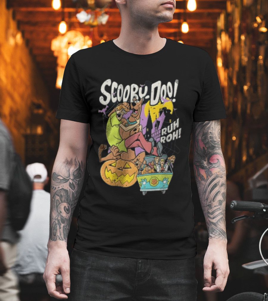 Scooby Doo Ruh Roh Shaggy Haunted House Pumpkin Mystery Machine T-Shirt