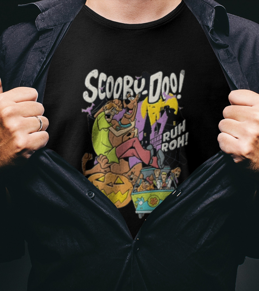 Scooby Doo Ruh Roh Shaggy Haunted House Pumpkin Mystery Machine T-Shirt