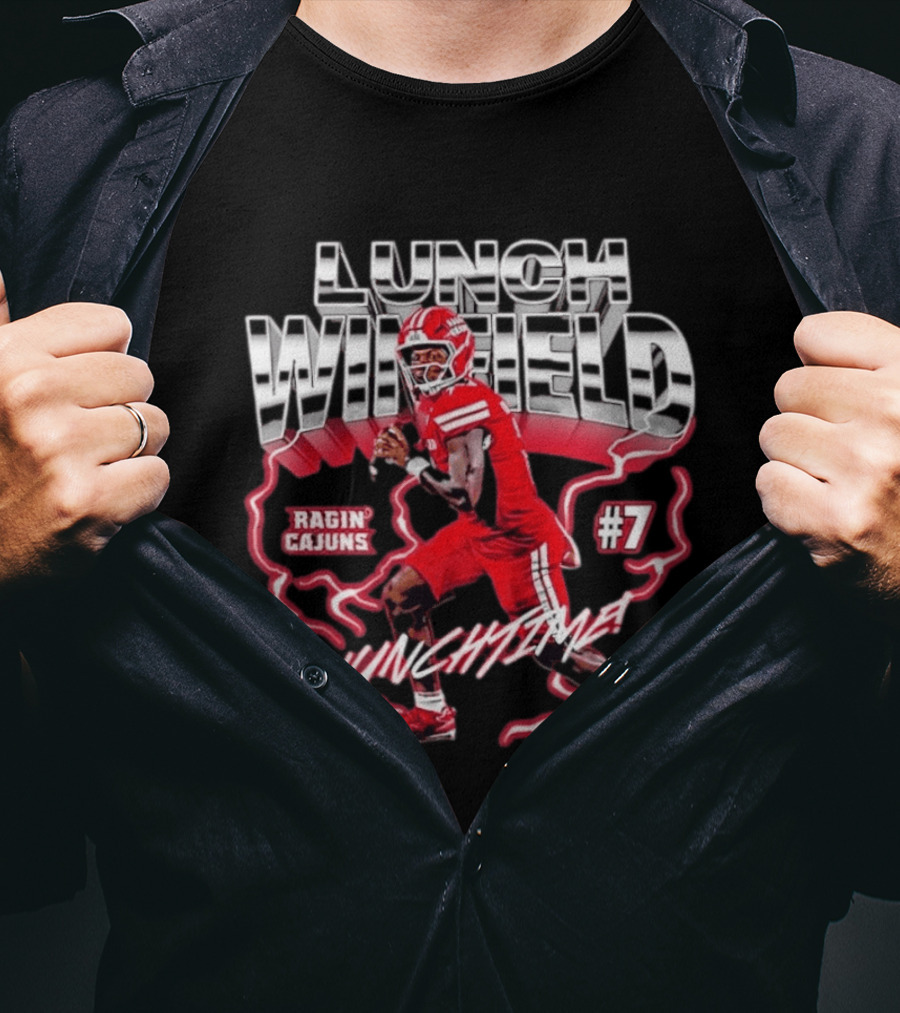 Lunch Winfield Ragin' Cajuns #7 LUNCHTIME NCAA Football Collage T-Shirt