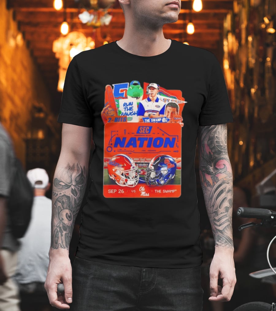 SEC Nation Florida Gators Vs Ole Miss The Swamp September 26 Helmets Football Rivalry T-Shirt