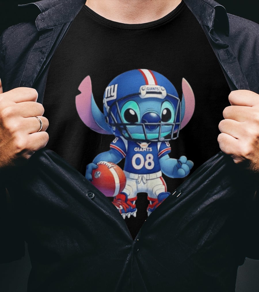 Stitch New York Giants Player Cartoon Collaboration 08 Football T-Shirt