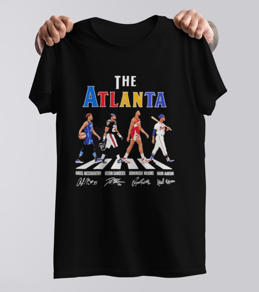 The Atlanta Angel McCoughtry Deion Sanders Dominique Wilkins Hank Aaron Signatures T-Shirt