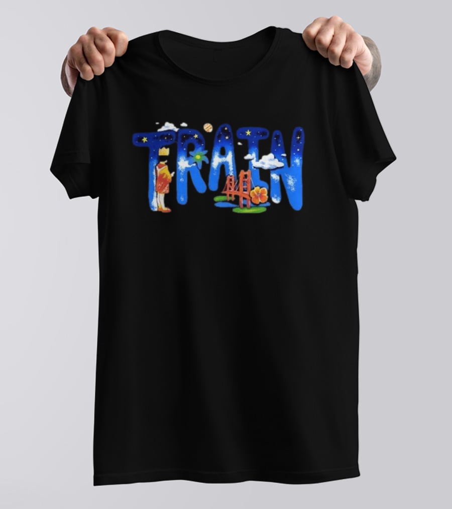 Train Trans Siberian Starry Tour 2026 Golden Gate Bridge Clouds And Stars T-Shirt