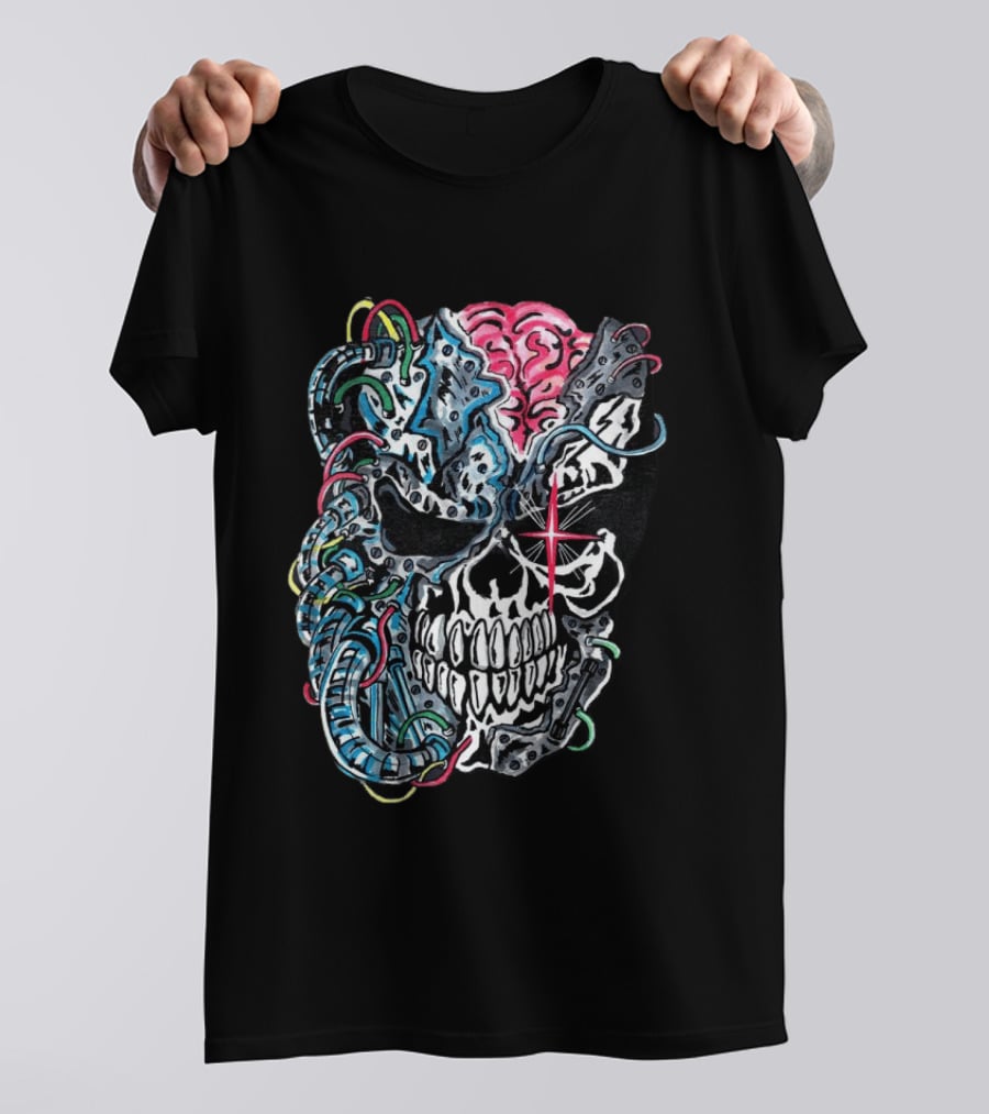 Warrenlotas Cybernetic Skull Art Piece T-Shirt