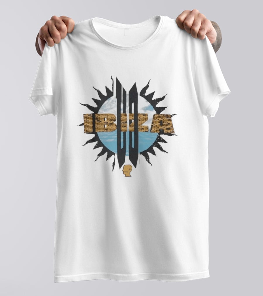Brain Dead UD Ibiza Sun Collaboration Brick Text With Sun And Sky T-Shirt
