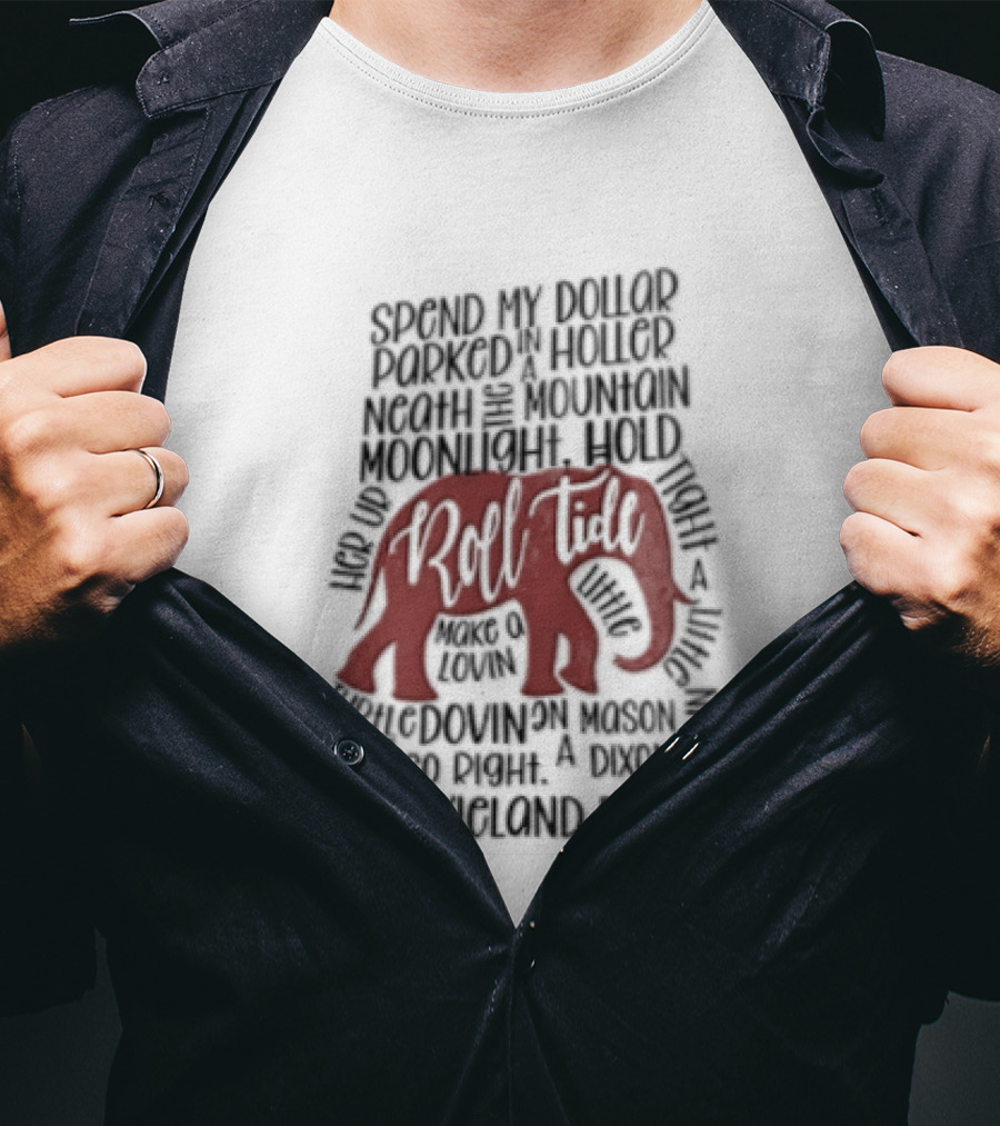Alabama Crimson Tide Roll Tide Dixieland Delight Elephant T-Shirt