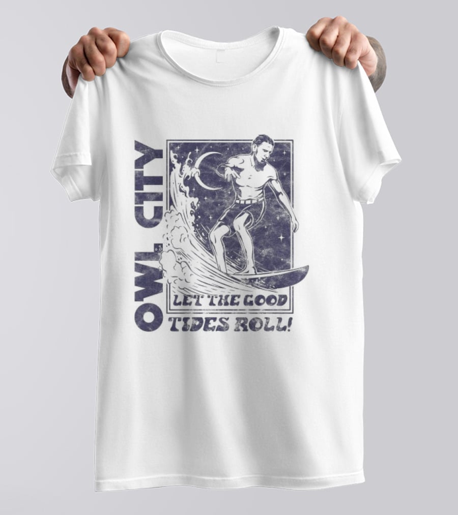 Owl City Let The Good Tides Roll Surfer Wave Adventure T-Shirt