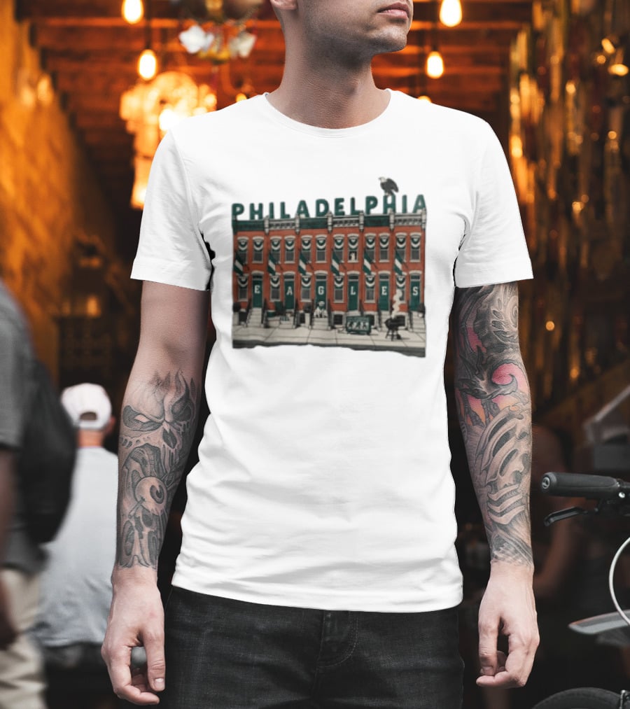 Philadelphia Eagles Birds On The Block Rowhouses T-Shirt