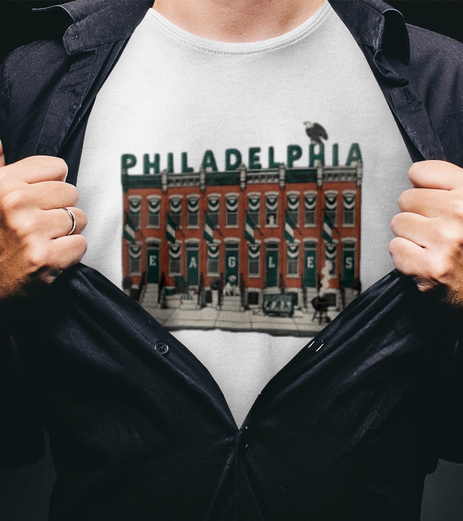 Philadelphia Eagles Birds On The Block Rowhouses T-Shirt
