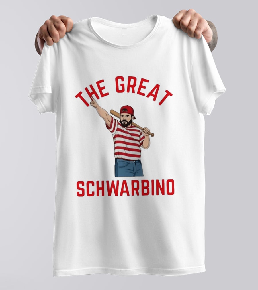 Philadelphia Phillies The Great Schwarbino Baseball Player Stripes And Bat T-Shirt
