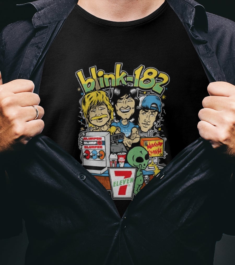 Blink 182 Store 7 Eleven X Blink 182 Take It To Eleven Nacho Fries Slurpee Alien T-Shirt