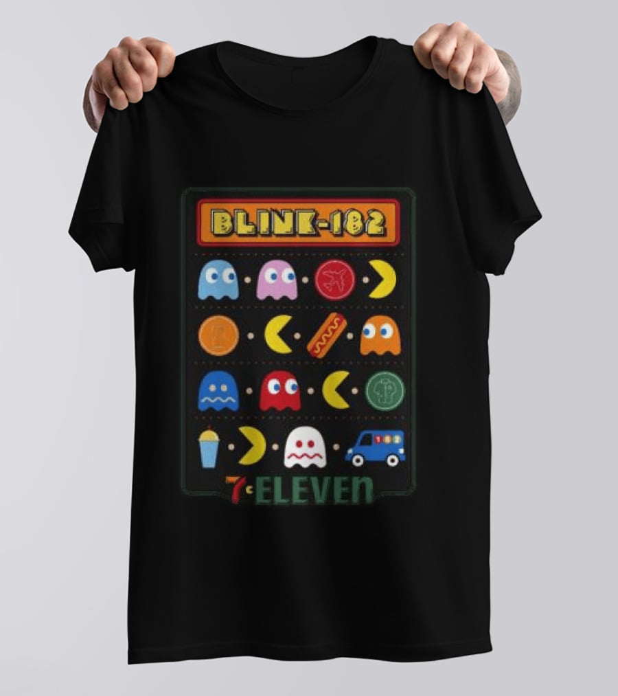 Blink 182 Pac Man 7 Eleven Collaboration Longsleeve Retro Arcade T-Shirt