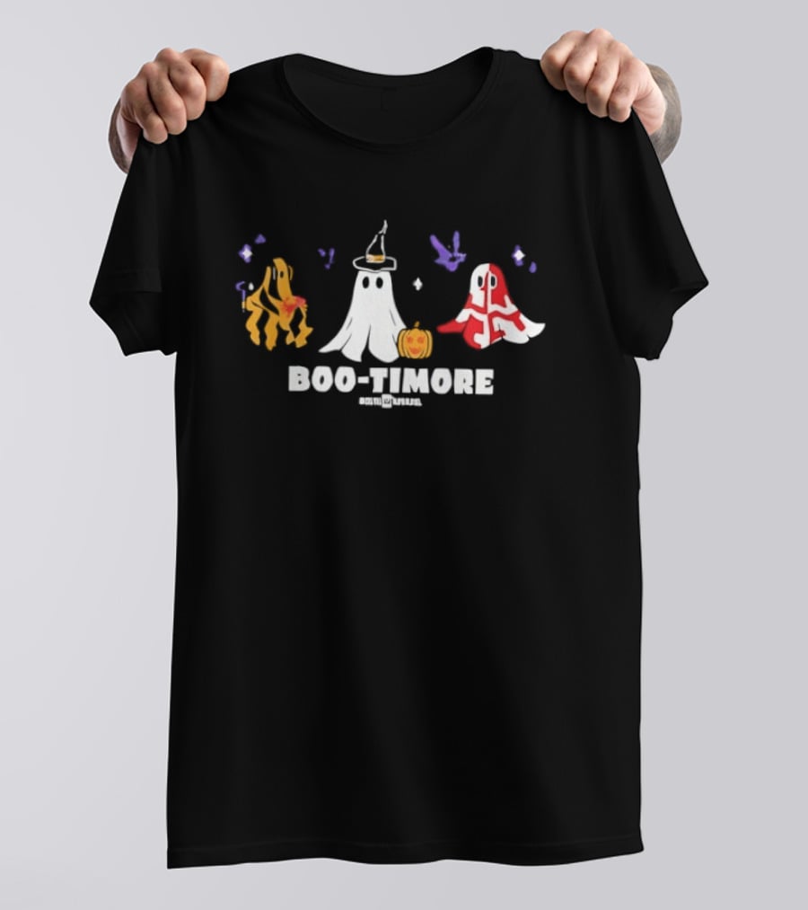 Boo Timore Halloween Ghost Crab Pumpkin Pelican Ravens Orioles T-Shirt