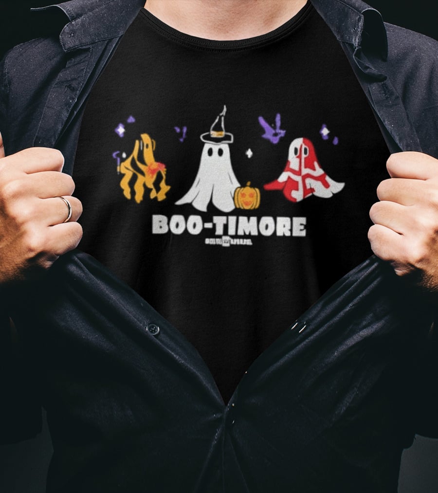 Boo Timore Halloween Ghost Crab Pumpkin Pelican Ravens Orioles T-Shirt