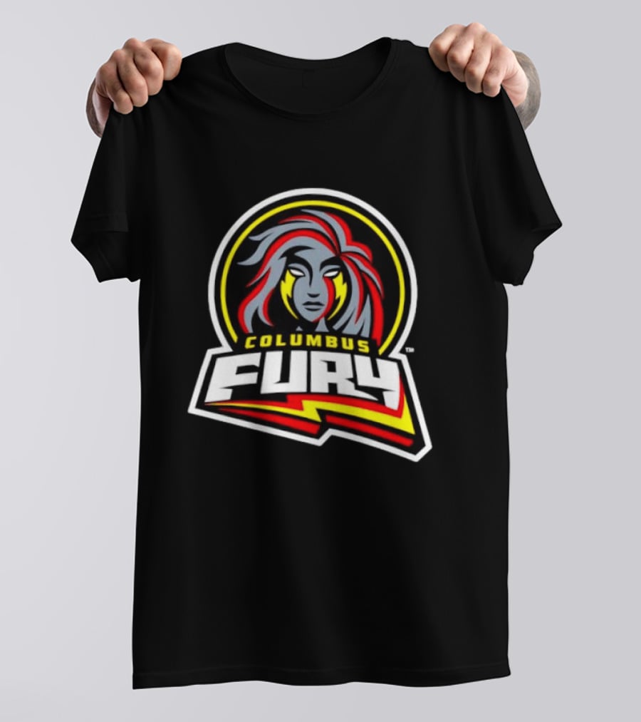 Columbus Fury Iconic Logo With Bold Red And Yellow Accents T-Shirt