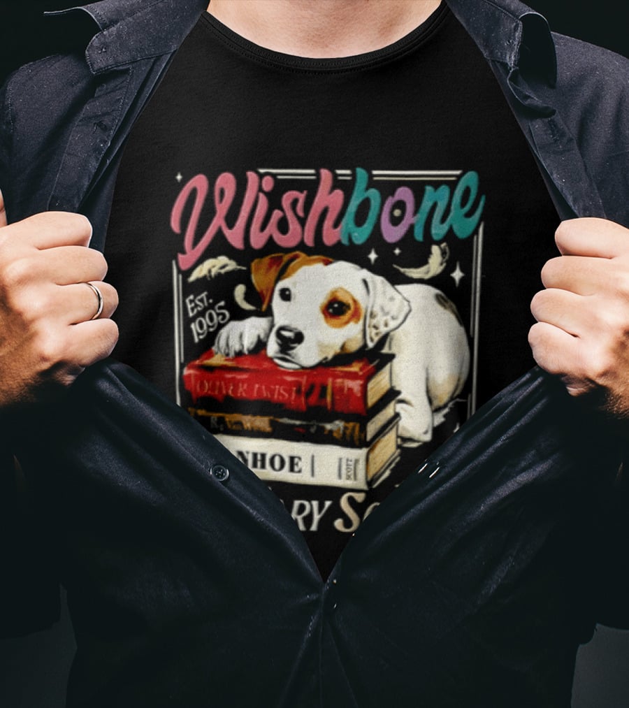 Wishbone Jack Russell Terrier Literary Society Ivanhoe Aaron Twist Books T-Shirt