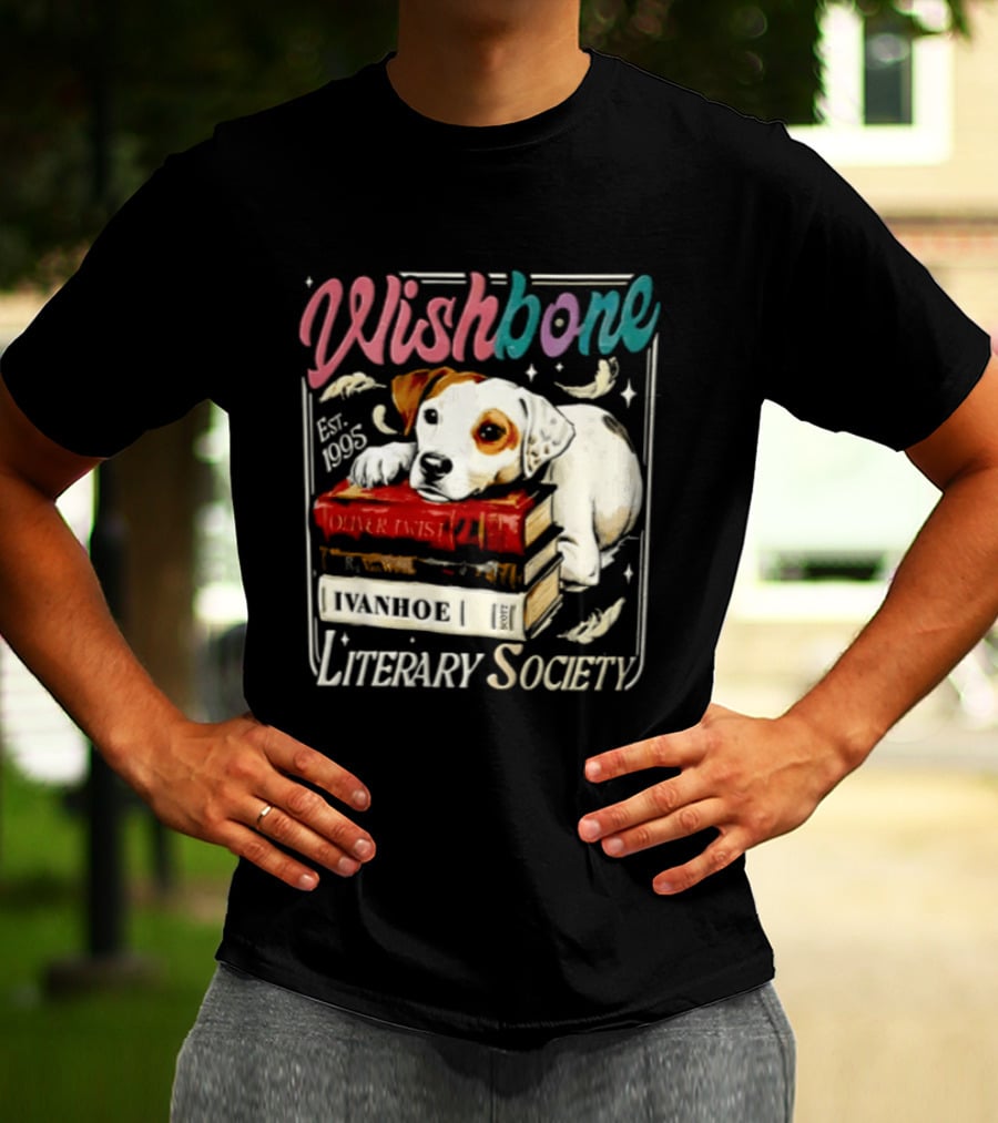 Wishbone Jack Russell Terrier Literary Society Ivanhoe Aaron Twist Books T-Shirt