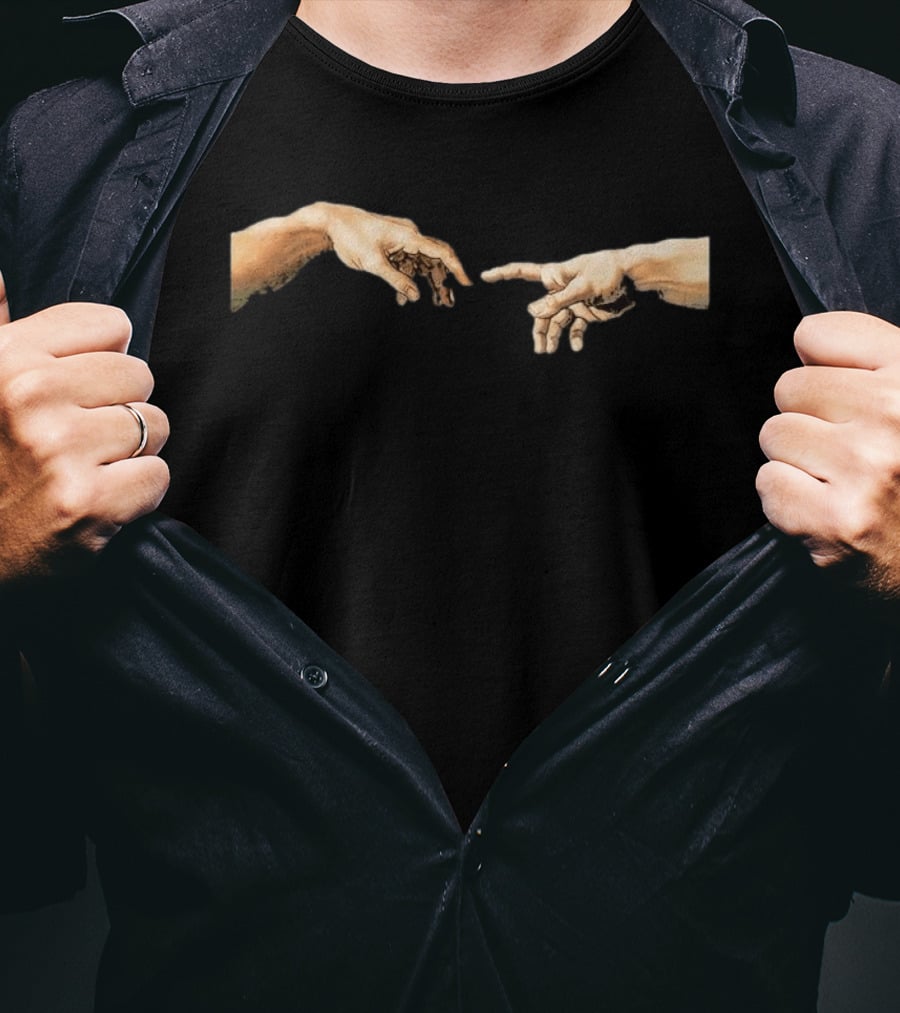 Michelangelo The Creation Of Adam Hands Gesture Renaissance T-Shirt